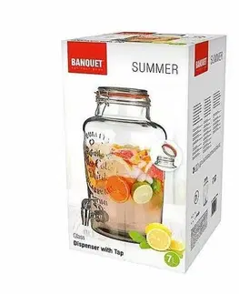 Banquet Skleněný zásobník s ventilem SUMMER, 7 l