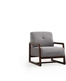 Křeslo ušák Athena Bergere - Light Grey, Walnut