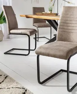 Estila Industriální jídelní židle Gristol s béžovým potahem 93cm