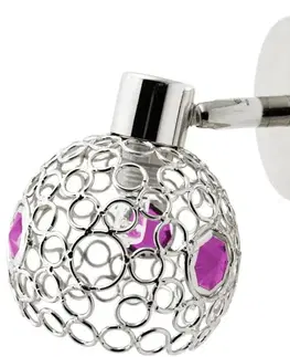Nástěnná lampa chrom + fialová bodová lampa Aron