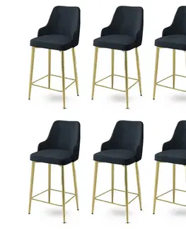 Bar Stool Set (6 Pieces) Enox - Anthracite, Gold