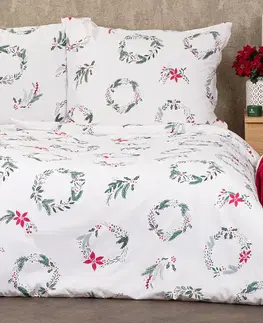 4Home Vánoční bavlněné povlečení Christmas holly, 140 x 200 cm, 70 x 90 cm
