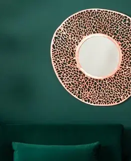 Estila Art-deco kulaté nástěnné zrcadlo Girvan měděné barvy 110cm