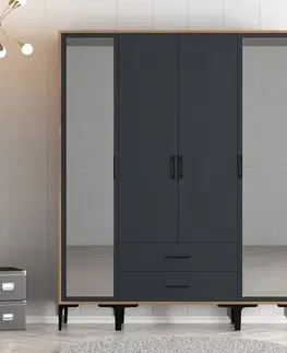 Šatní skříň Kumsal RTR - Walnut, Anthracite