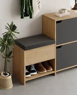 Botník Haven Shoe Bench - Oak, Anthracite