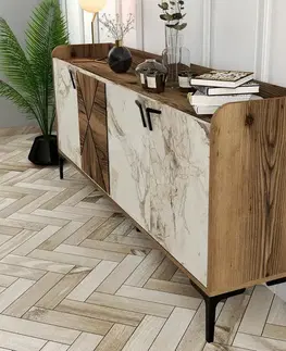 Skříňka Venedik Walnut and White Marble