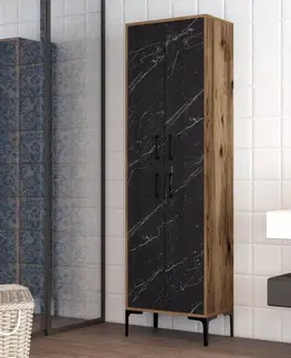 Víceúčelová skříňka Berlin A - Walnut, Black Marble
