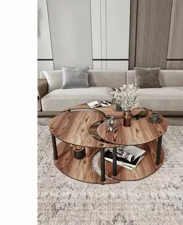 Sada konferenčních stolků Yin Yang Walnut, 3 ks