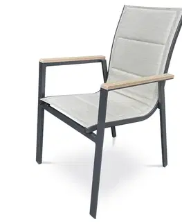 Autronic Zahradní židle, hliník, textil, béžová, AZC-S1110 BK