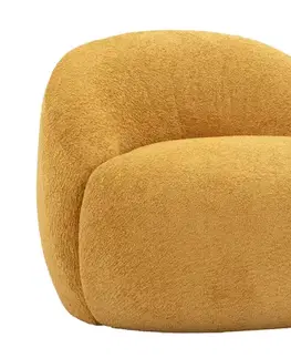 Estila Moderní designové křeslo Berry se žlutým plyšovým potahem a elegantní zaoblenou siluetou 81 cm