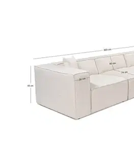 Rohová sedací souprava Lora (L1-O1-1R-POUFFE ) - Light Brown