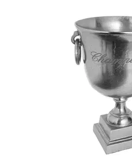 Estila Glamour stříbrná kovová nádoba Champagne Royal s kulatým otvorem a čtvercovou podstavou 40 cm