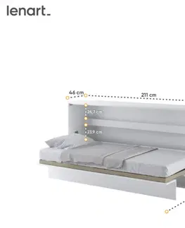 Dig-net nábytek Sklápěcí postel Lenart BED CONCEPT BC-06p bílý lesk | 90 x 200 cm