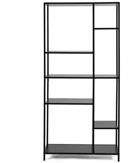 Kovový regál LOFTY GRID SHADOW, 165 x 80 cm, černá , 165 x 80 cm