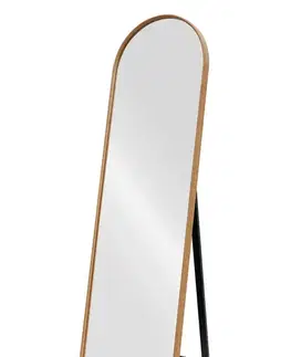 Estila Designové skandinávské šatní zrcadlo Auri na stojanu s dubovým hnědým rámem a obloukem ve vrchní části 165 cm