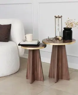 Sada konferenčních stolků Mushroom 2 - Gold, Walnut