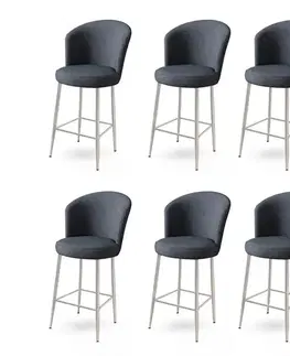 Bar Stool Set (6 Pieces) Alte - Anthracite, Chrome