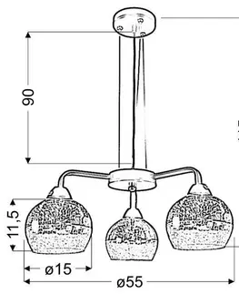Černo-zlatá závěsná lampa, nastavitelná, 3x60W, Cromina Gold