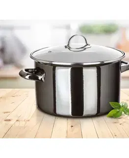 Banquet Hrnec smaltovaný METALLIC Black 26 cm, 6 l, s poklicí, 26 cm