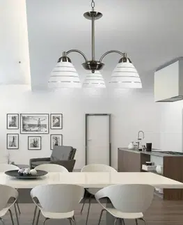 Saténová závěsná lampa 3x60W se skleněnými stínidly Uli