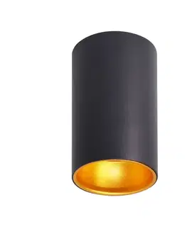 STROPNÍ SVÍTIDLO TUBA ČERNÉ 1X15W GU10 REFLEXNÍ ZLATÉ STŘEDNÍ 7 cm