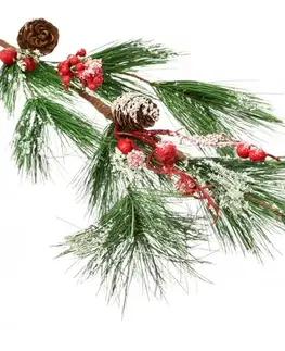 Umělá větvička borovice s dekorací, 75 cm