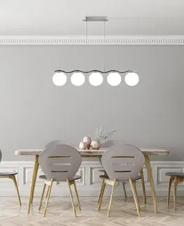 Závěsná lampa chrom/bílá koule 5 Ramon