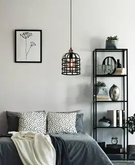 Černo-měděná kovová závěsná lampa 40W E27 Soleto