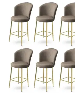Bar Stool Set (6 Pieces) Alte - Cappuccino, Gold