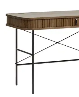 Estila Psací stůl Bornholm, tmavý dub/černý kov, 120 cm