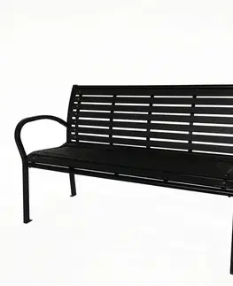 Lavička zahradní 125 x 60 x 80 cm, černá, ocel / plast