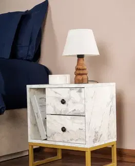 Noční stolek Glimmer - Fressia Marble, Gold