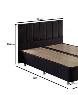 Rám dvoulůžkové postele s čelem Ela Double - Black (150 x 200)
