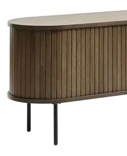 Estila TV stolek Bornholm, tmavý dub, lamelový, 120 cm