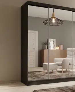 ArtAdrk Šatní skříň TOLA | černá 200 cm
