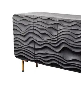 Estila Art-deco komoda Lagoon černá s vlnovitým vzorem 160cm