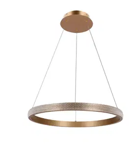 ZÁVĚSNÁ LAMPA HASHIM 60 CM MATNÁ TMAVĚ ZLATÁ 34W LED KRYSTALY ČIŘÉ