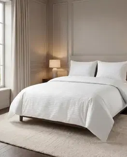 Kvalitex Saténové povlečení Stripe bílá, 220 x 200 cm, 2 ks 70 x 90 cm