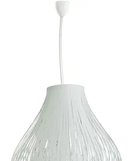 Estila Moderní designová závěsná lampa Blanca s textilním stínítkem cibulového tvaru v bílé barvě 36 cm