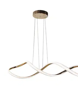 SNELLO lampa wisząca złoty 32W LED 3000, 4500, 6500K kryształki bezbarwne