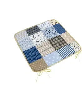 Bellatex Sedák Adéla hladký Patchwork modrá, 40 x 40 cm
