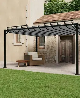 Pergola s lamelovou střechou 3 x 4 m hliník / látka Dekorhome