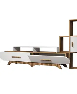 TV stěna / Sestava pod TV Flora S - Walnut, White