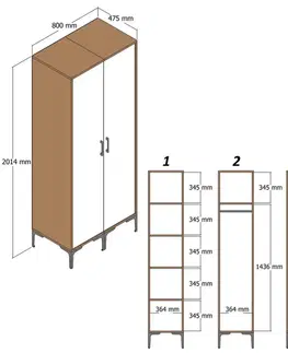 Šatní skříň Kumsal RR - Walnut, Anthracite