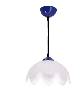 Závěsná lampa COLORI chrpově modrá 1x60W E27 s bílým stínidlem, moderní svítidlo do obývacího pokoje, ložnice, kuchyně, jídelny, interiéru domu