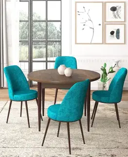 Dining Table & Chairs Set (5 Pieces) Tor - Baroque, Turquoise