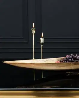 Estila Designový zlatý tác Sorento ve tvaru listu z kovové slitiny 80cm