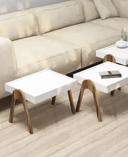 Sada odkládacích stolků (3 kusy) Roma - Walnut, White