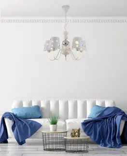 Bílý lustrový závěsný lampa 5xE14 Batley Ledea