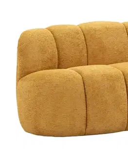 Estila Designová moderní dvoumístná sedačka Berry se žlutým plyšovým potahem a zaobleným cloud tvarem rozděleným na pět částí 145 cm